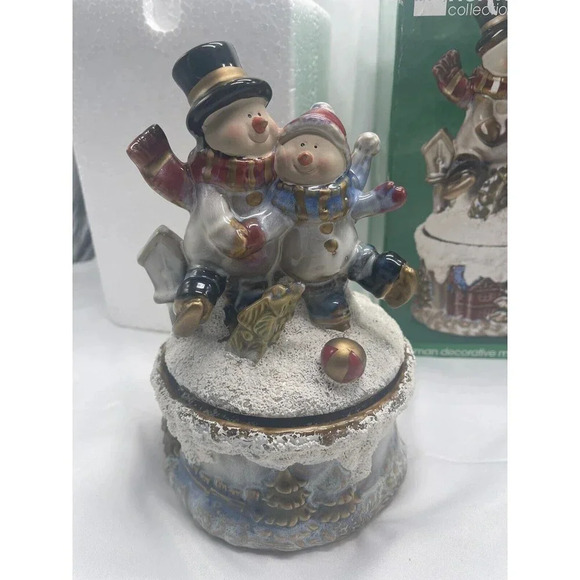 JCPenney Home Collection  SNOWMAN DECORATIVE MUSIC BOX MUSICAL  JINGLE BELLS - Picture 2 of 16